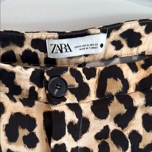 Zara Animal Print Pants in Black and Tan